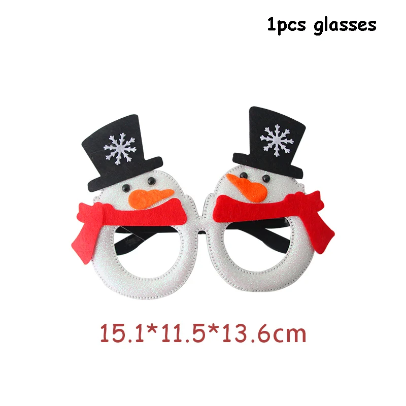 Christmas Costume Merry Christmas Tree Reindeer Horn Snowflake LED Hat Glasses Headband Christmas Decorations for Home Gift Noel - Color: 1pcs glasses