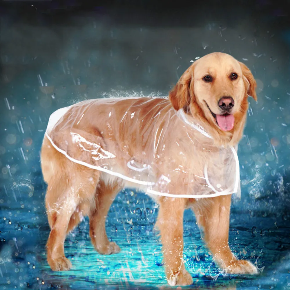 

HOOPET 1pc Transparent Pet Dog Puppy Rain Coat Waterproof Dog Raincoat with Hood Cloak Costumes Clothes for Dogs Pet Supplies