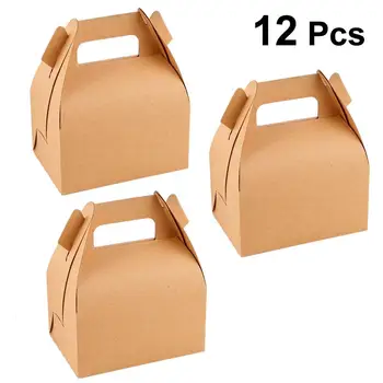 

12pcs Kraft Paper Packaging Box Cake Box Gable Treat Box Candy Gift Party Favors For Birthday Wedding Baby Shower Bridal Shower