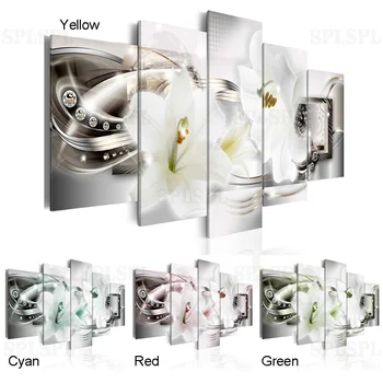 

2019 5PCS/Set Lily Flower Art Print Canvas Painting Wall Picture Home Decoration No Frame Choose Color:4 & Size:3