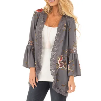 

Outerwear & Coats Jackets Women Lace Floral Open Cape Casual Loose Blouse Kimono Cardigan Coats And Jackets Women 2018sep21