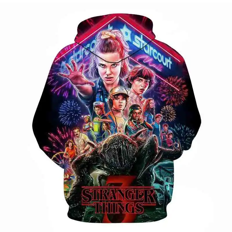 Stranger Thing s Новая мода 3D печатная белая мужская толстовка с капюшоном модная графическая Толстовка Повседневный Уличная пуловер хип хоп толстовки уличная одежда Stranger Thing