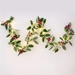 30/20leds Christmas Maple Berry Garland Light String Fairy Pine Needle Decor Lamp for Holiday Wedding Xmas Hanging Decoration