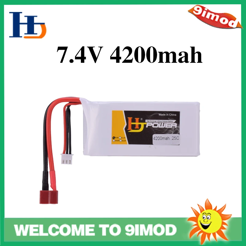 

HJ 7.4V 4200mah 2S 25C Lipo Battery T Plug High Capacity For Wltoys 12428 12429 1:12 RC Crawler Car