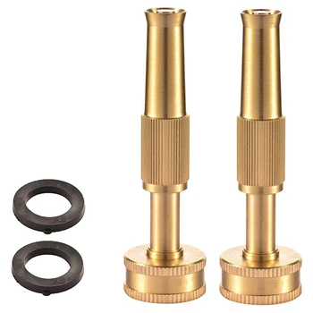 

2Pcs Heavy Duty Brass Garden Hose Nozzle High Pressure Adjustable Sprayer Hose Ends for Standard Garden Hose