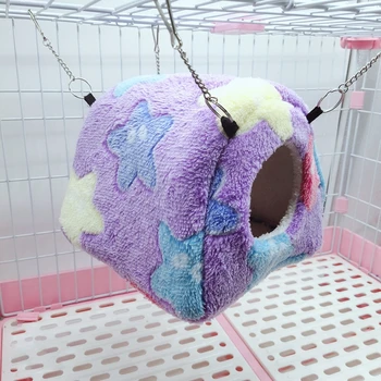 

Coral Fleece Small Pet Cage Nest Bakery Shape Hamster Mini Pet Hammock Warm Winter Born Cat Dog House Rodent/Guinea Pig/Hedgehog