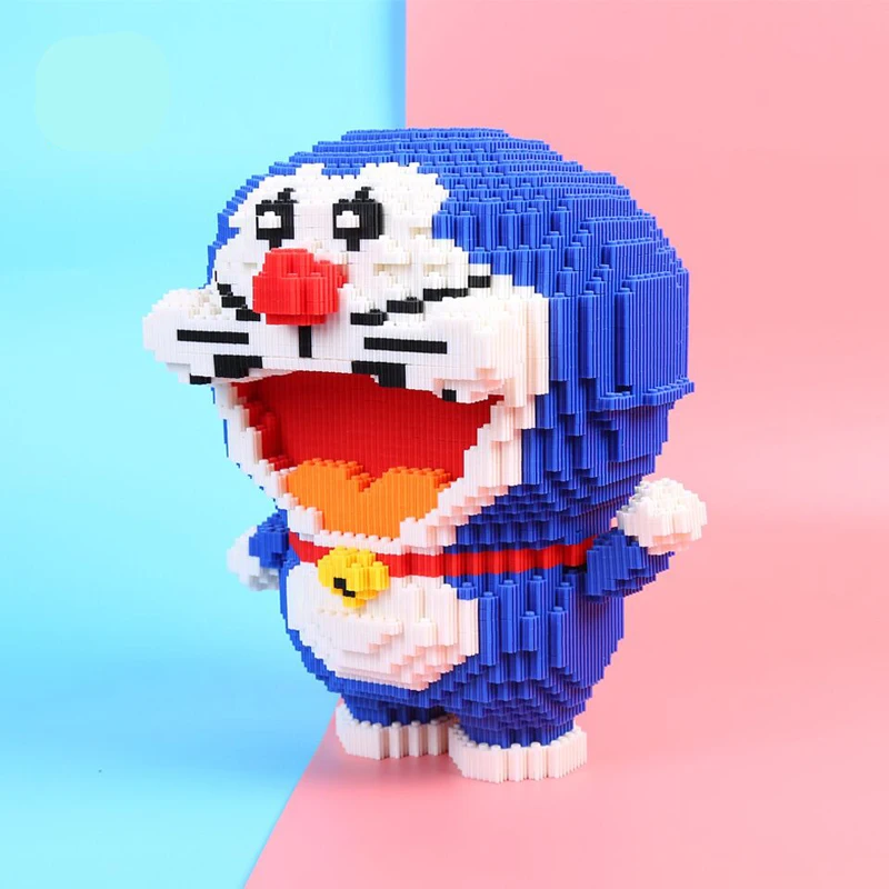 DUZ 8617 Аниме Doraemon Синяя кошка животное домашнее животное DIY 3D модель 8300 шт Мини строительные блоки кирпичи игрушки для детей 32 см высота без коробки