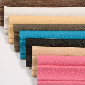 

3D Anti collision Wall Sticker Wood grain Waist line Foam Baseboard Soft bag kindergarten Self-adhesive Frame ceiling Home Decor