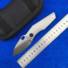 LEMIFSHE SJ75 маленький БАК складной нож D2 лезвие TC4 титановый сплав+ G10. Ручка из углеродного волокна Открытый Кемпинг нож для фруктов EDC