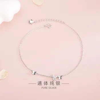 

100% Real 925 Sterling Silver Butterfly Anklets Cute Ankle Bracelets Foot Chains for Women Fine Jewelry