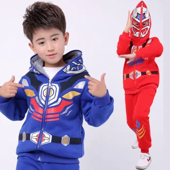 

Winter armor armor warrior children's clothing boy baby suit children plus velvet thick sweater two-piece boy pattern suit