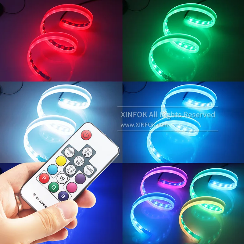 2 шт. автомобильные полосы DRL водонепроницаемый DC 12 В RGB пульт дистанционного управления поворотники светодиодный светильник бар грузовик хвост дневные ходовые огни