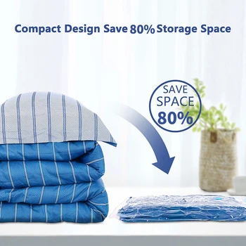 5pc Vacuum Storage Bags,for Bedding,Pillows,Towel,Clothes Space Saver Travel Storage Bag,With Hand-Pump,Vacuum Bag Package