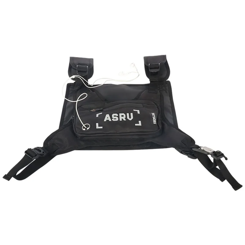 tactical Fanny pack men's mobile phone waterproof bag printed wear-resistant bag outdoor sports shoulder chest bag - Color: black