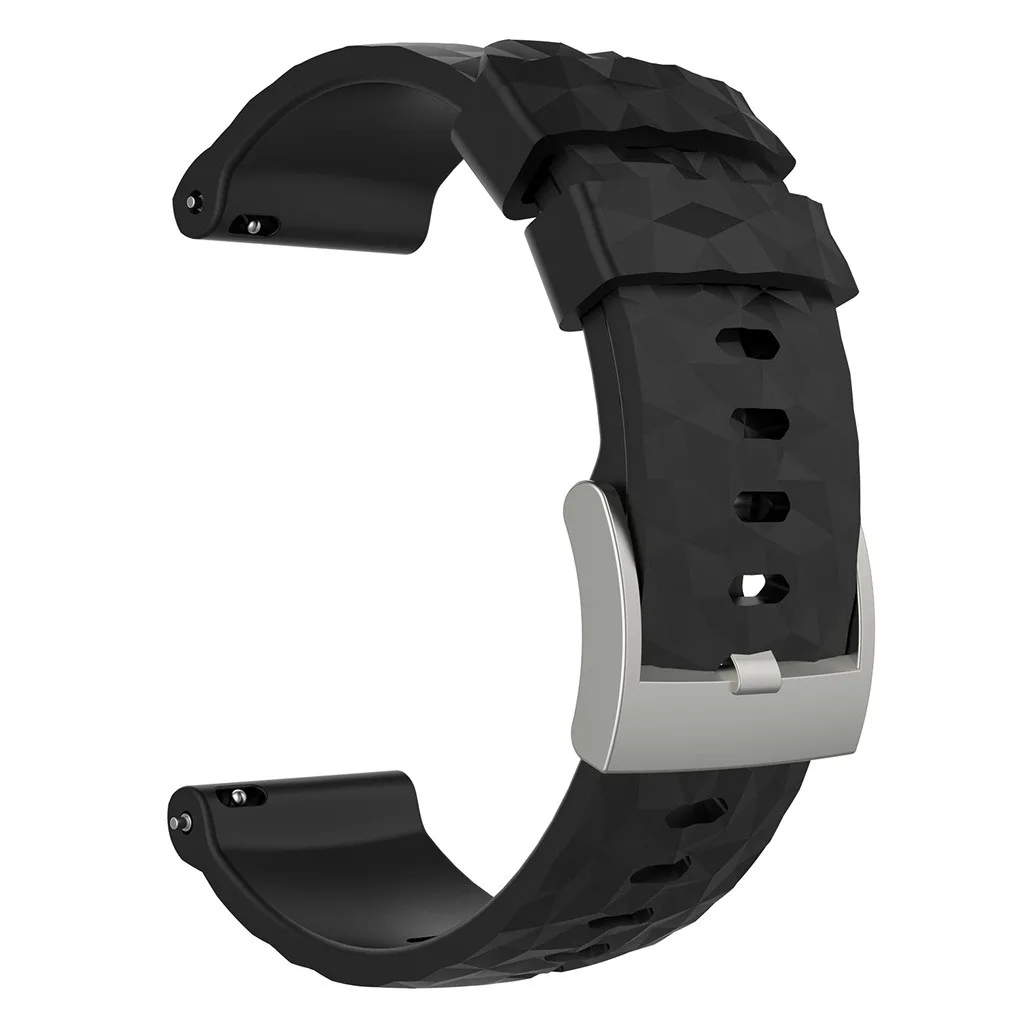 Спортивный дышащий силиконовый браслет ремешок Ремешок для suunspartan Sport Wrist HR Baro/Suunto 9 220 мм Прочный и прочный 7 цветов - Цвет: Black
