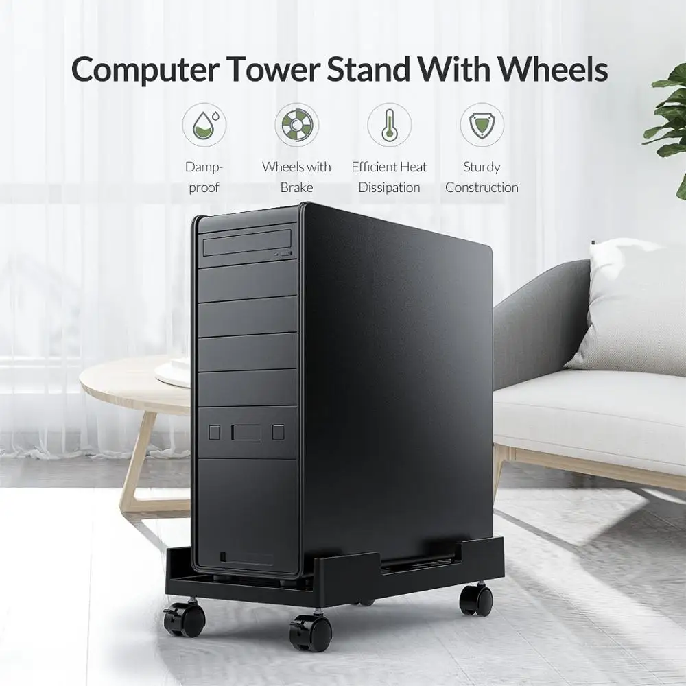 ORICO Mobile Adjustable Computer Tower Holder Stand Cart with Braking Lock Wheels For PC Cases pc case