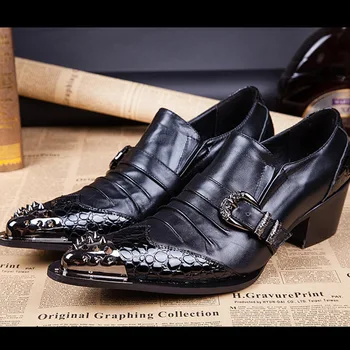 

KPOCOBKN Man Shoes Leather Genuine British Style Pointed Fashion Men Shoes Loafers Full Grain Leather Cow Leather Slip-on Rubber