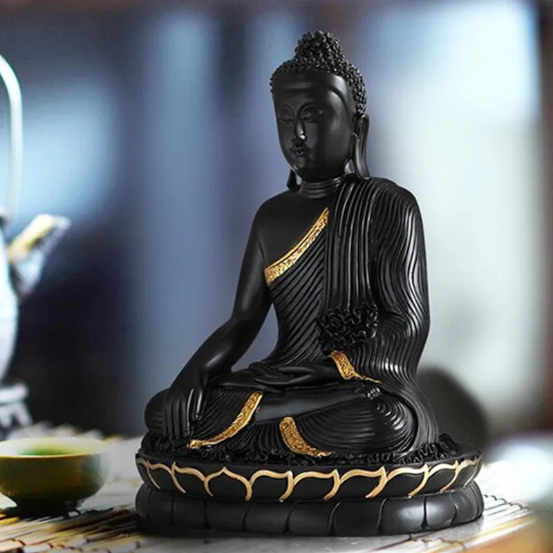 Китайский стиль Siddhartha Гаутама Будда статуя полимерные фигурки Гостиная ТВ шкаф креативное украшение X3166
