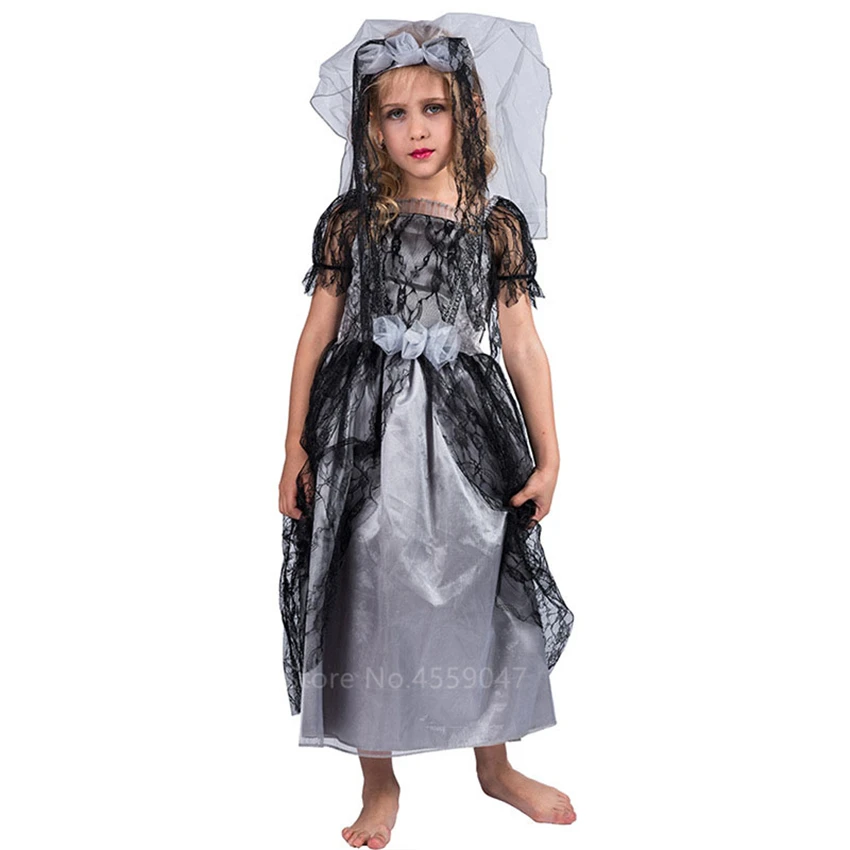 

Day of The Dead Halloween Kid Spooky Fancy Dress Bride Scary Costume Baby Girl Cosplay Vampire Victorian Clothing Carnival Party