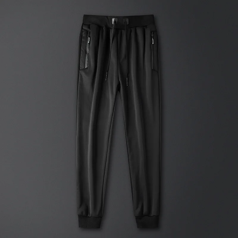 Новинка, зимние теплые мужские штаны для бега, 5XL 6XL 7XL 8XL, брюки большого размера, модные повседневные утепленные спортивные штаны, мужские брендовые штаны - Цвет: Черный