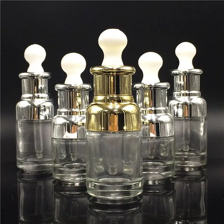 100pcs 20-50ML 유리 아로마 테라피 액체 스포이드 병 에센셜 오일 향수 병 빈 용기 여행용 리필 병