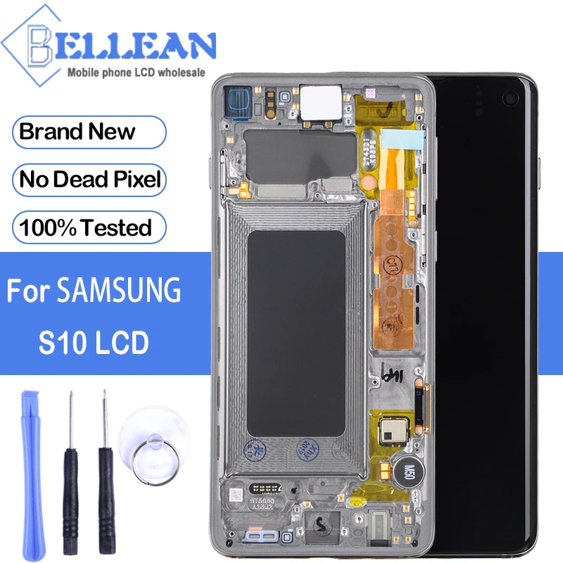 

Dinamico Promotion For Samsung Galaxy S10 LCD Touch Screen Digitizer Assembly SM-G973F G973 G973F Display+Frame Super Amoled