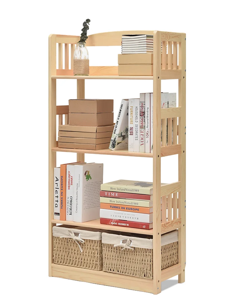 

Bookcase shelves landing children's solid wood bookcase creative students home log bookcase pure solid wood