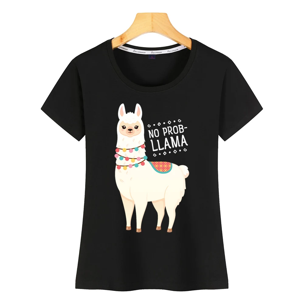Топы Футболка женская без prob llama хип хоп винтажная Женская футболка на
