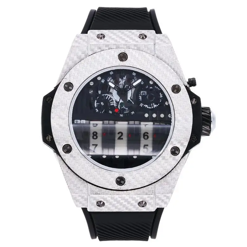 

Luxury Brand Men Day Date Watch Design AAA Watches with Silicone Strap Men Quartz Watch relojes para hombre