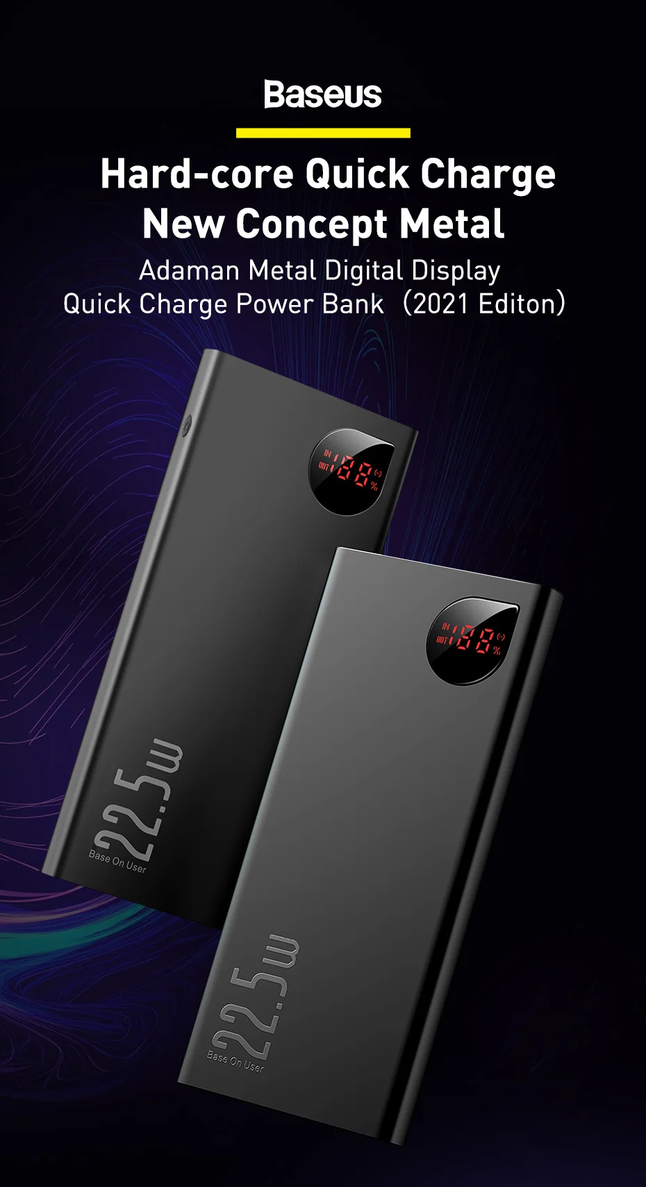 Baseus Power Bank 10000mAh 22.5W PD Fast Charging Powerbank Portable Battery Quick Charge For iPhone 13  Xiaomi Huawei PoverBank good power bank