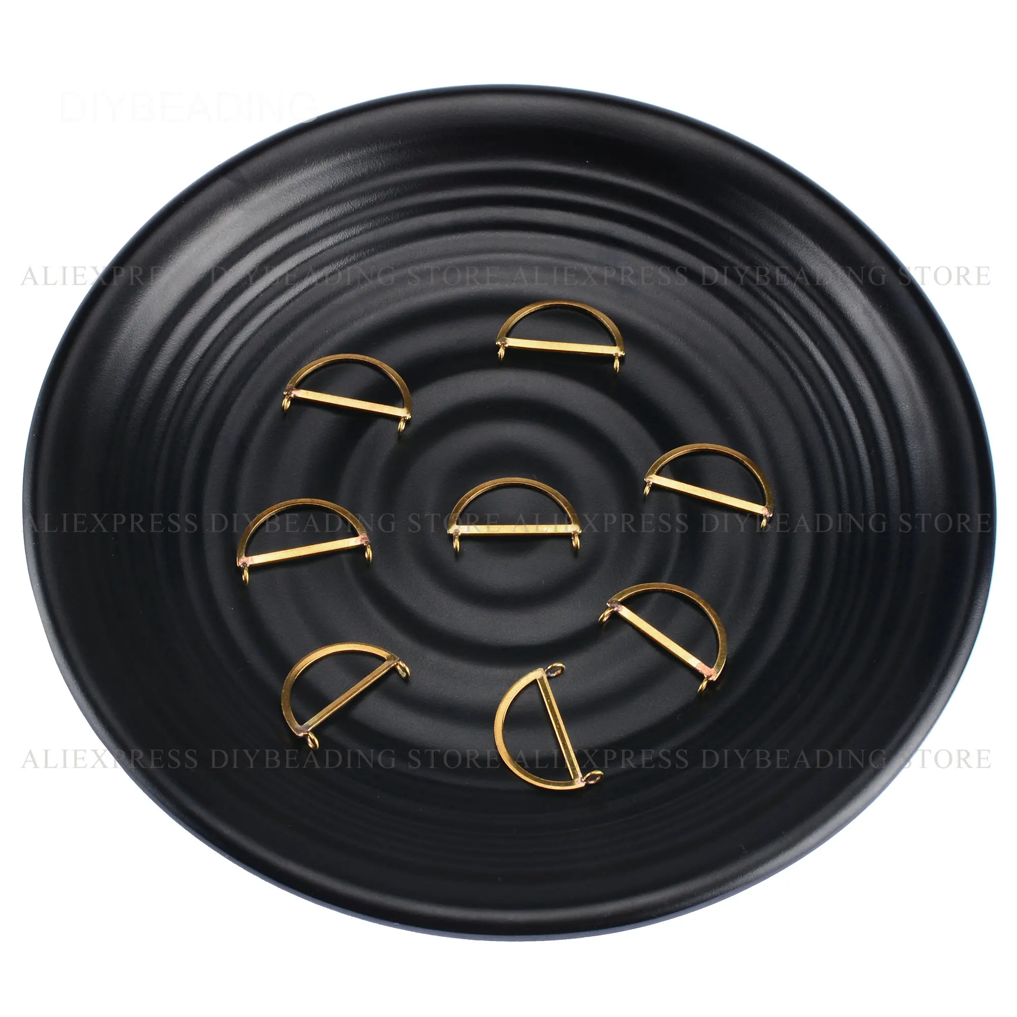 

4-500 Pcs Brass Component for Making Earring Necklace Jewelry Half Circle D Shape Charm Connector Pendant Finding Bulk Wholesale