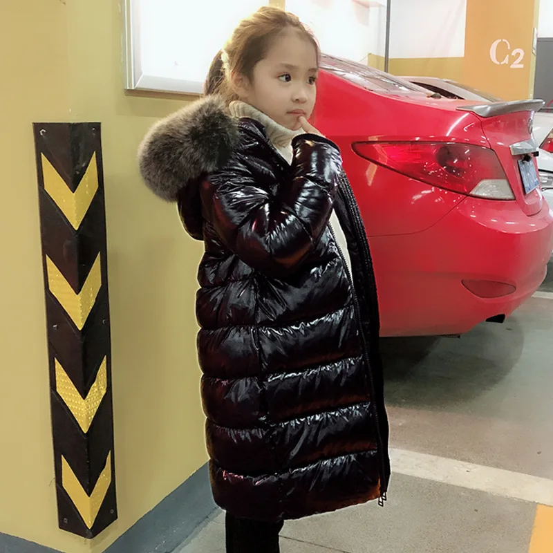 

-30 Degrees Warm Down Jacket For Girls Fox Fur Kids Girls Winter Jacket 2-12 Years Teenagers Coat Children Boys Outerwear