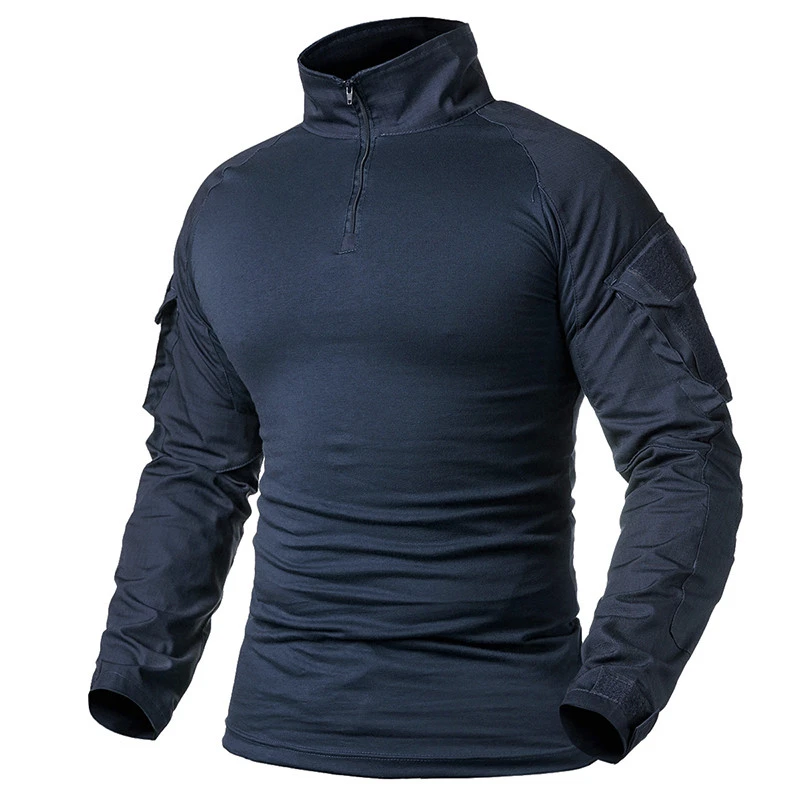 Autumn Men Long Sleeve Tactical T-Shirt Solid Cotton Outdoor Hunting Shooting Swat Climbing Travel Sport Combat Military Man Top