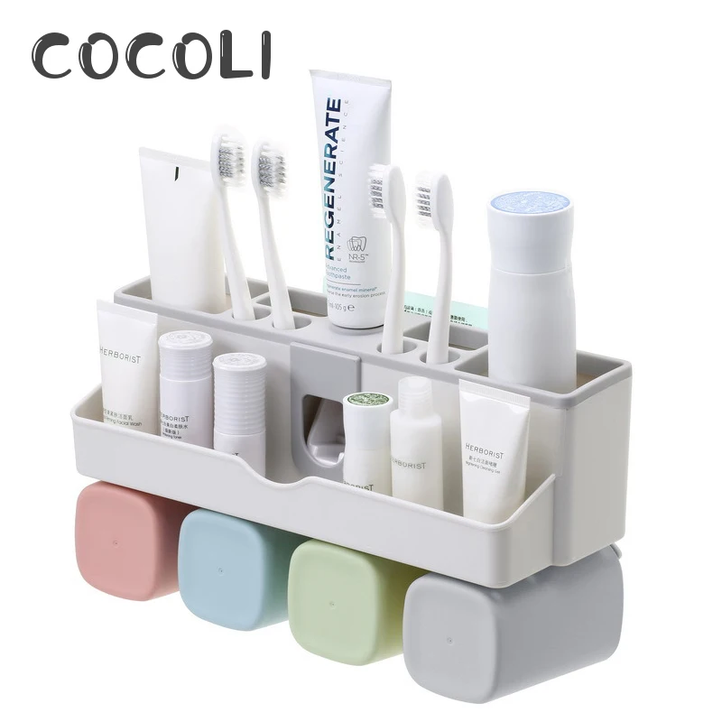 Набор аксессуаров для ванной комнаты настенный держатель для зубной щетки автоматический диспенсер для зубной пасты с чашкой для зубной щетки набор для ванной комнаты