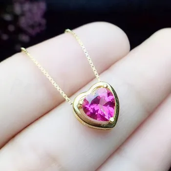 

Natural real blue topaz love heart style necklace pendant Free shipping 925 sterling silver Fine jewelry 1ct gemstone #R99506