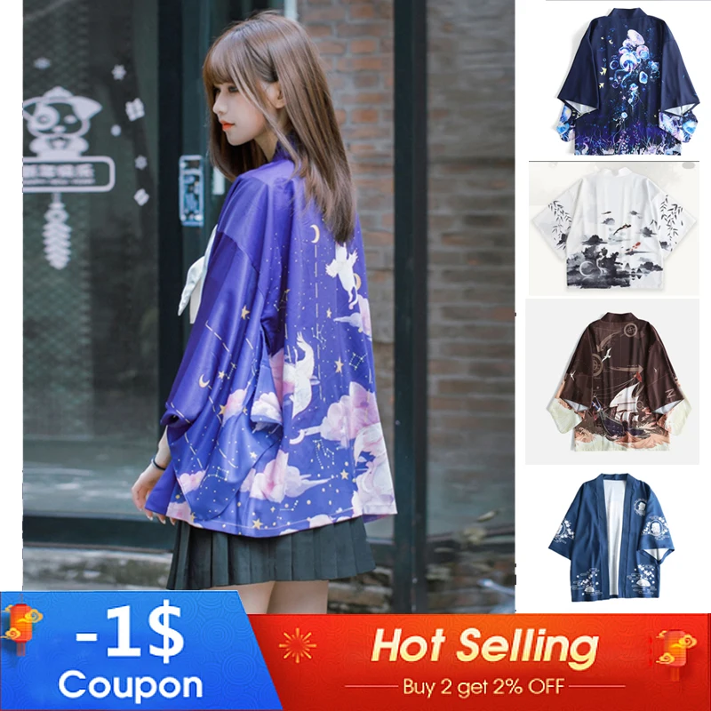 

Kimono Feminino Cardigan Jacket Women Japanese Kimono Mujer Dress Blouse Shirt Women Long Streetwear Boho New Feeling Clothing