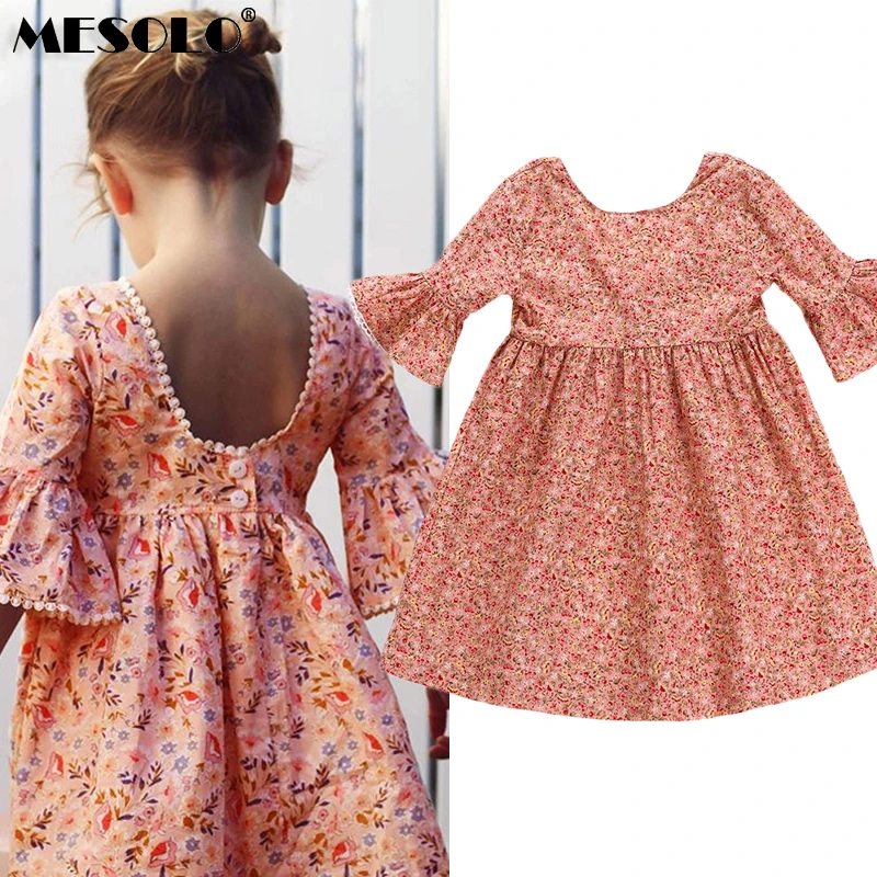 

Cute Toddler Kid Baby Girl Long Sleeve Floral Party Princess Boho Pageant Dress