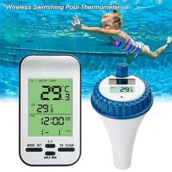 

Wireless Swimming Pool Thermometer Waterproof Pool Floating Thermometer With LCD Display Solar Powered Battery For Pool Pond Spa