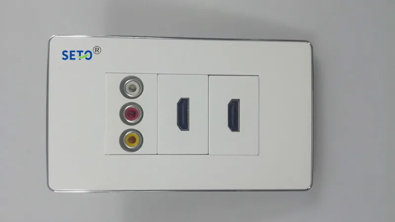 SeTo 120 тип один порт RCA AV аудио+ 2 порта HDMI панель настенная пластина гнездо Keystone Лицевая панель