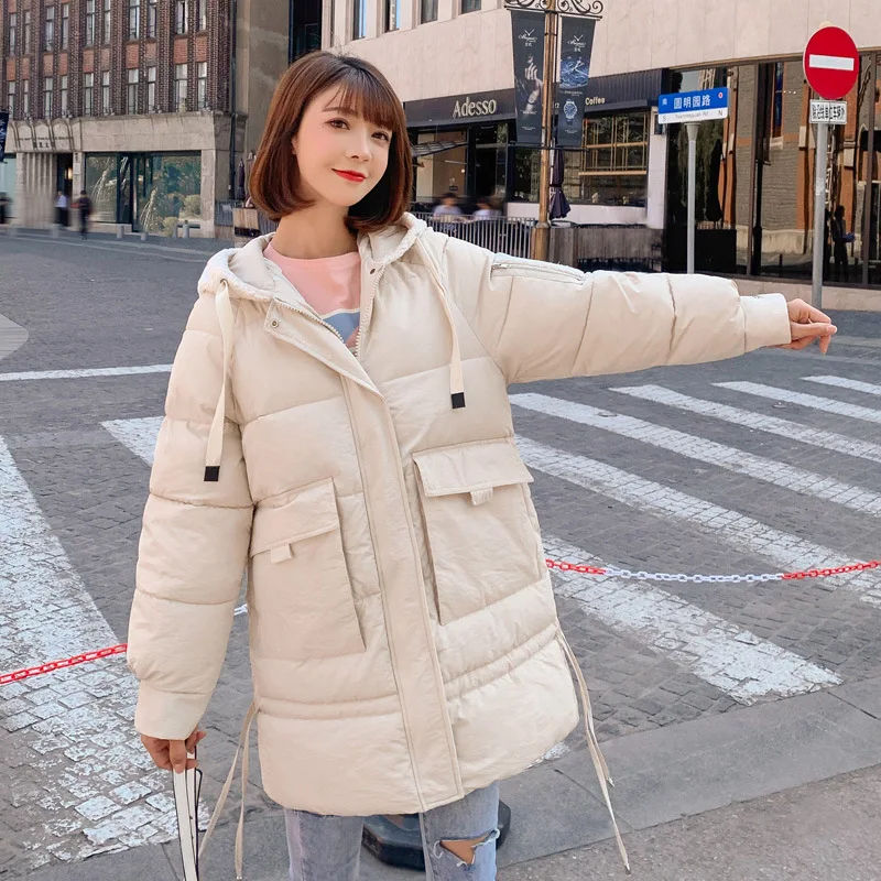 

Photo Shoot 2019 Korean-style down Jacket Students Plus-sized Cotton-padded Clothes Long Simple Overcoat Hot Selling