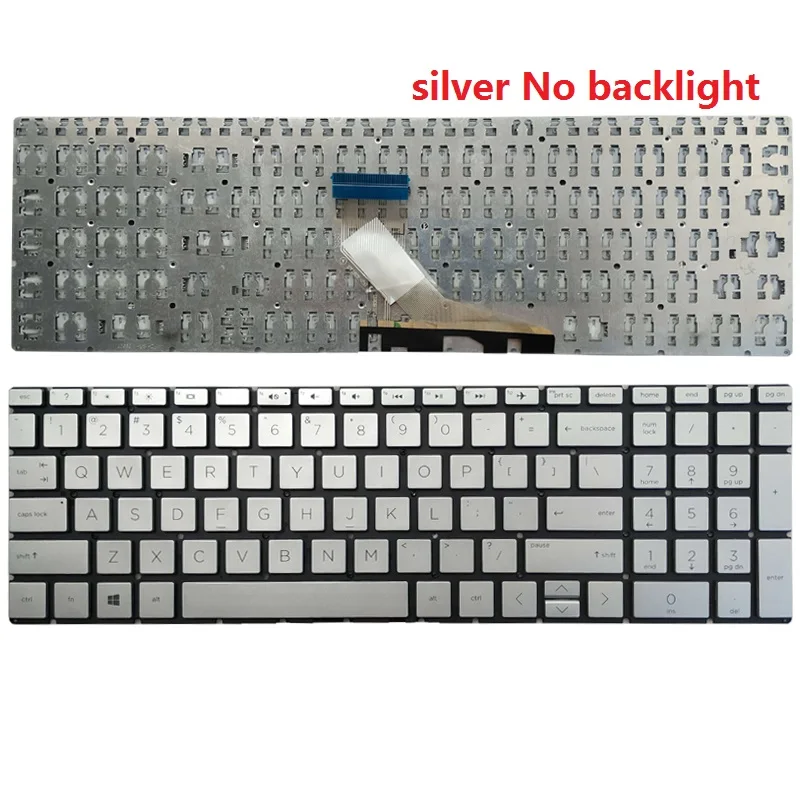 Серебряная клавиатура для ноутбука HP Pavilion 15-CN 15-CS 15-CR 15-CW 15-DR 17-BY 17-CA 250 255 256 G7 TPN-C135 |