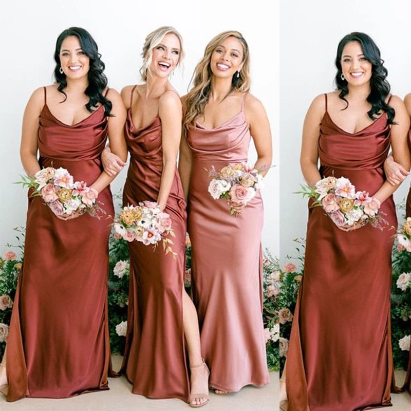 rust satin bridesmaid dresses Dresses Images 2022