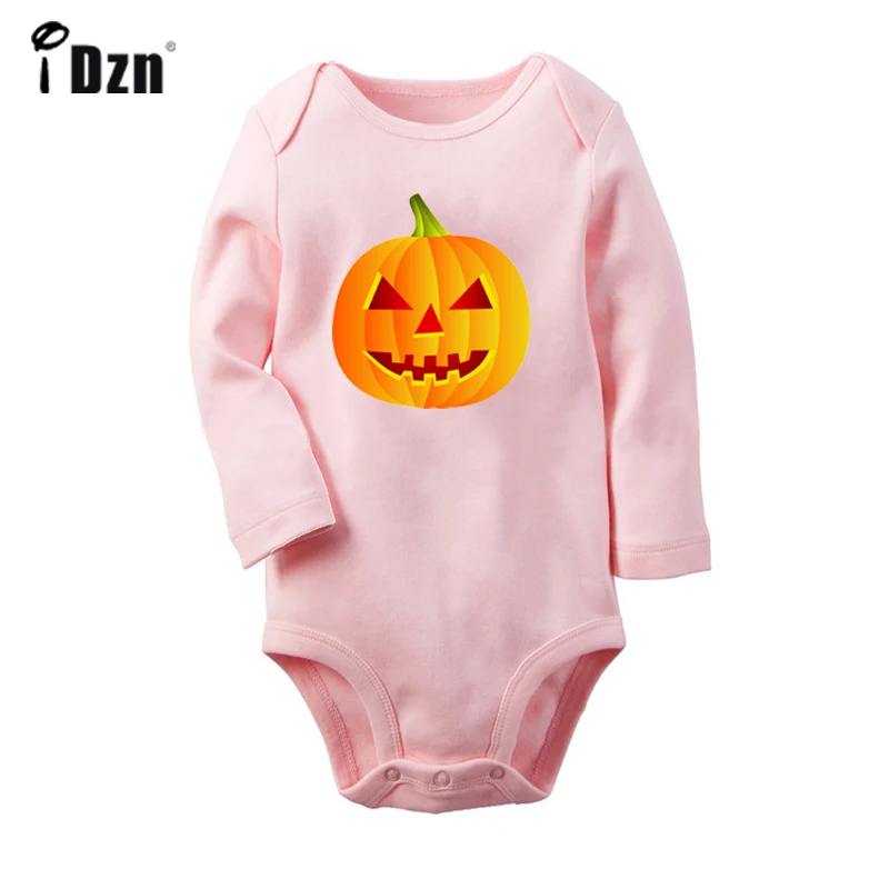 И надписью "Happy Halloween" злые Тыква мультфильм замок для новорожденных боди для новорожденных с капюшоном, длинный рукав, Комбинезоны комбинезон одежда из хлопка - Цвет: JbBaby1025PC