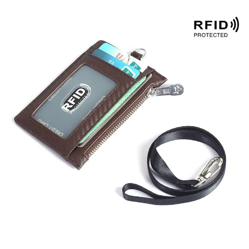 Автобус ID держатель для карт чехол RFID Блокировка значок шейный ремень ремешок X7XC - Цвет: CF
