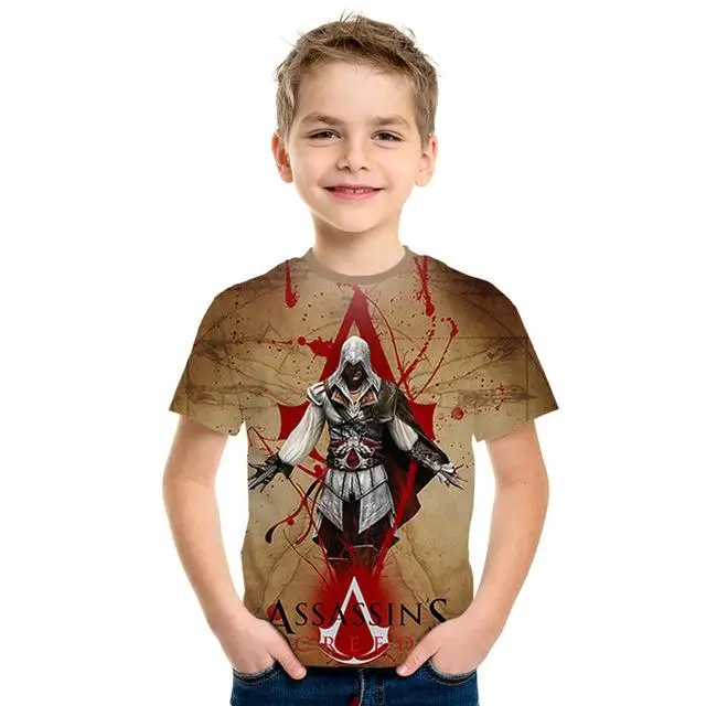 Assassin's Creed/детская одежда для активного отдыха с 3d принтом, приталенная рубашка для мальчиков и девочек, Детская футболка с короткими рукавами, 3D - Цвет: NT-861
