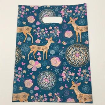 Green rich deer Герметичность 20*25 см, 10 шт., свадебные, бутиковые, вечерние, подарочные, для покупок, пластиковая сумка с ручками, спасибо, подарок, ювелирная пластиковая посылка, сумка для переноски - Цвет: Green rich deer