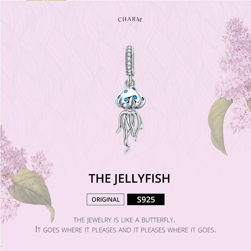 

Jellyfish sterling silver charm 925 Jelly Fish sea charms Beads for Jewelry Making Fits pandora charms Bracelet Bangle DIY