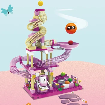 

DIY Cartoon Dream Castle Paradise Blocks Bricks Toy Funland Building Bulk Character Model Colorful Stickers Toys For Girls Gift