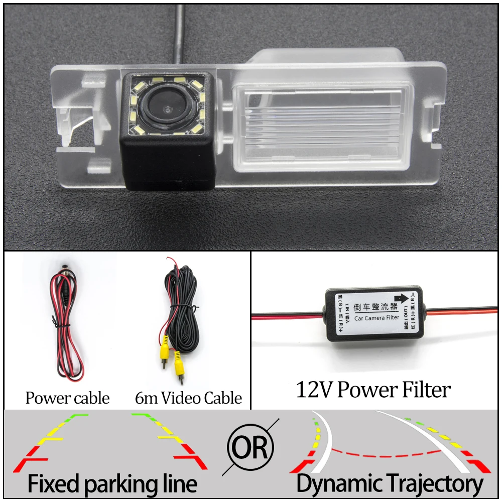 Фиксированная или динамическая траектория треков камера заднего вида для FIAT 500L/500L треккинг/500L гостиная/500X Punto Bravo/Brava автомобильный монитор - Название цвета: 12LED Cam N Filter