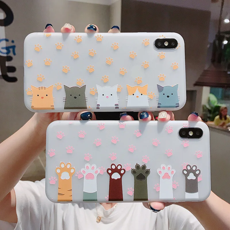 

Cute cartoon cat claw phone case for iPhone X XS Max XR POR 11 7 8 6s 6 S Plus thin back cover fashion case